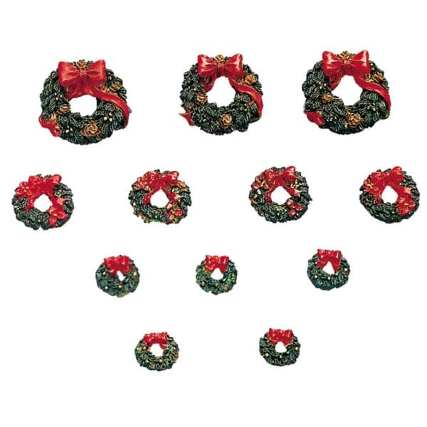 Wreaths With Red Bow, Set Of 12