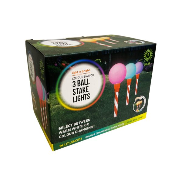 Stake Light Ball Colour Switch RGB or Warm White Solar