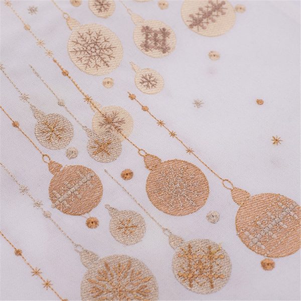 Rose Gold Embroidery Baubles Table Runner 173x40cm - Image 2